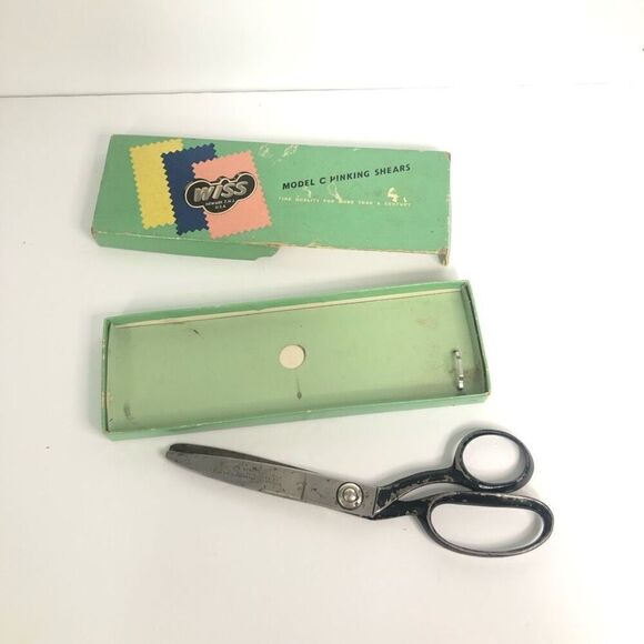Vintage wiss model C pinking shears in original box USA 1950s zig zag cut craft - Picture 5 of 8